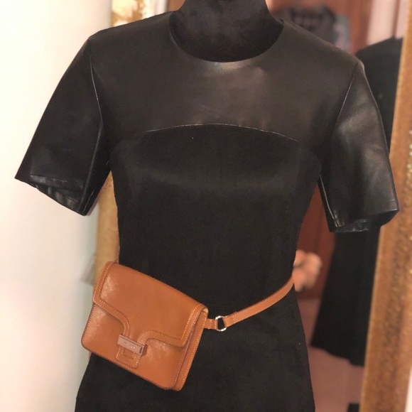 CATHERINE MALANDRINO midi black Faux Leather Dress - Picture 3 of 9